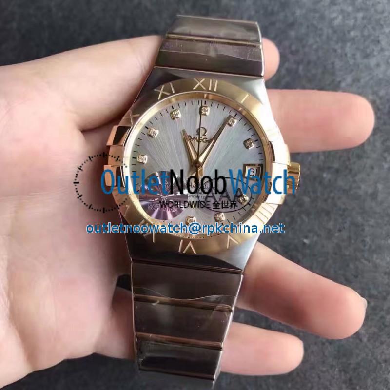 Replica Omega Constellation 123.20.38.21.52.002 38MM V6 Stainless Steel & Yellow Gold Silver & Diamonds Dial Swiss 8500