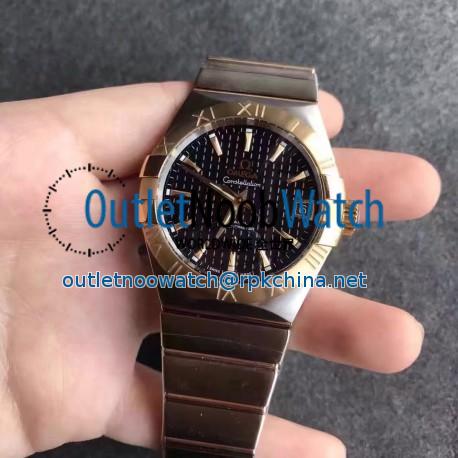 Replica Omega Constellation 123.20.38.21.01.002 38MM V6 Stainless Steel & Yellow Gold Black Dial Swiss 8500