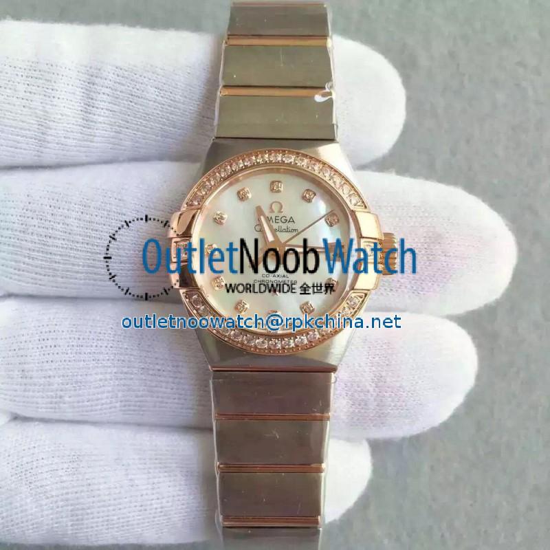 Replica Omega Constellation Ladies 123.25.31.20.55.001 27MM EF Stainless Steel & Rose Gold Mother Of Pearl & Diamonds Dial Swiss