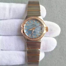 Replica Omega Constellation Ladies 123.25.27.20.57.003 27MM EF Stainless Steel & Rose Gold Blue & Diamonds Dial Swiss 8520