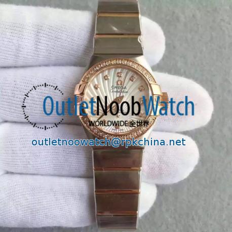 Replica Omega Constellation Ladies 123.25.27.20.58.001 27MM EF Stainless Steel & Rose Gold White & Diamonds Dial Swiss 8520