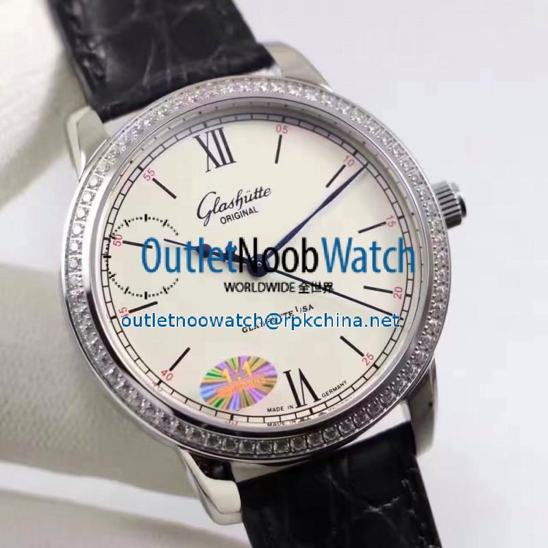 Replica Glashutte Original Senator Excellence 1-36-01-01-02-01 GF Stainless Steel & Diamonds White Dial Swiss Calibre 36-01