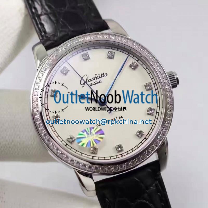 Replica Glashutte Original Senator Excellence 1-36-01-01-02-01 GF Stainless Steel & Diamonds White & Diamonds Dial Swiss Calibre