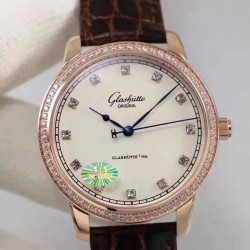 Replica Glashutte Original Senator Excellence 1-36-01-02-05-01 GF Rose Gold & Diamonds White & Diamonds Dial Swiss Calibre 36-01