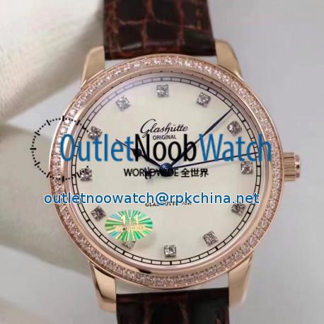 Replica Glashutte Original Senator Excellence 1-36-01-02-05-01 GF Rose Gold & Diamonds White & Diamonds Dial Swiss Calibre 36-01