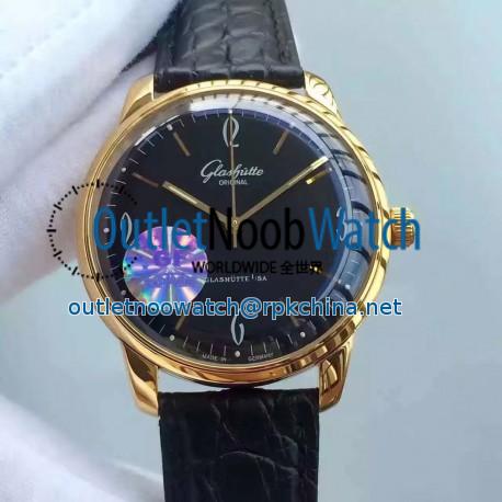 Replica Glashutte Senator Sixties 39-52-01-01-04 GF Rose Gold Black Dial Swiss Caliber 39-52