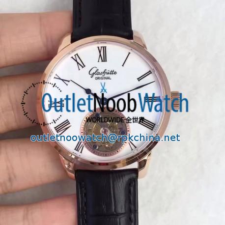 Replica Glashutte Original Senator Meissen Tourbillon 1-94-11-01-01-04 Rose Gold White Dial Swiss Tourbillon