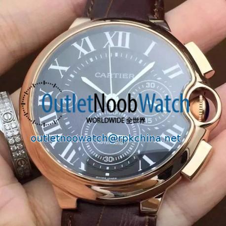 Replica Cartier Ballon Bleu Chronograph Rose Gold Black Dial Swiss 7750