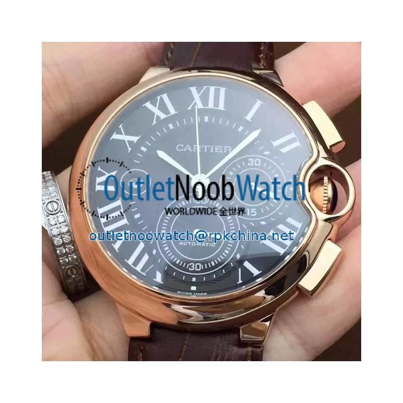 Replica Cartier Ballon Bleu Chronograph Rose Gold Black Dial Swiss 7750