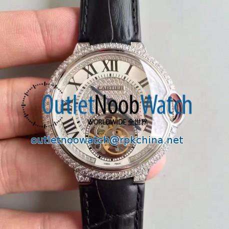 Replica Ballon Bleu De Cartier Flying Tourbillon HPI00716 39MM TF Stainless Steel & Diamonds Diamonds Dial Swiss 9452MC