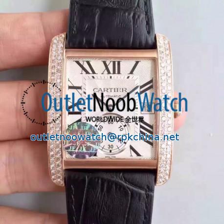 Replica Cartier Tank MC WGTA0014 JF Rose Gold & Diamonds White & Black Dial Swiss 1904MC