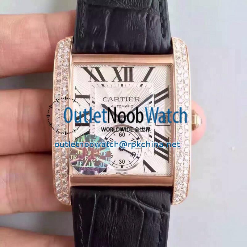 Replica Cartier Tank MC WGTA0014 JF Rose Gold & Diamonds White & Black Dial Swiss 1904MC