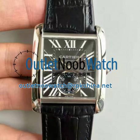 Replica Cartier Tank MC W5330004 JF Stainless Steel Black Dial Swiss 1904MC