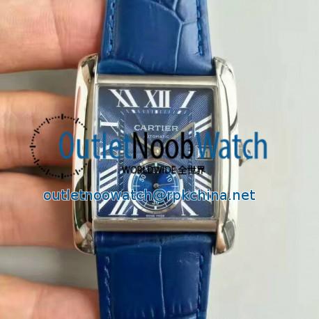 Replica Cartier Tank MC WSTA0010 JF Stainless Steel Blue Dial Swiss 1904MC