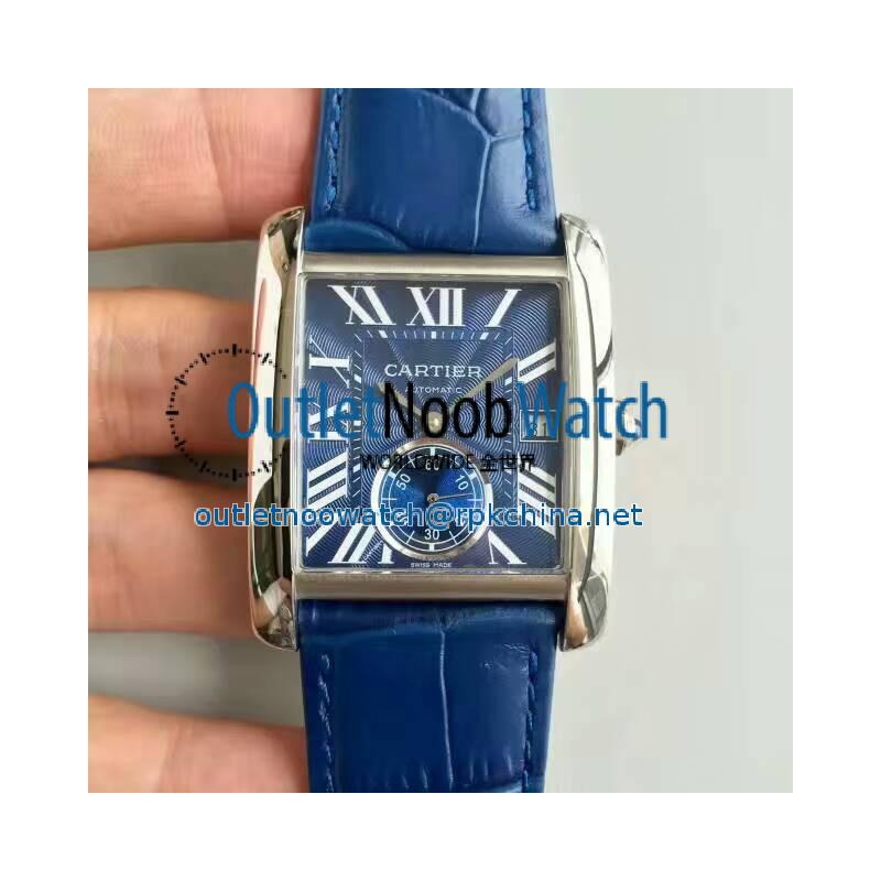 Replica Cartier Tank MC WSTA0010 JF Stainless Steel Blue Dial Swiss 1904MC