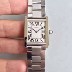 Replica Cartier Tank Solo Ladies W5200013 24MM x 31MM TW Stainless Steel White Dial Swiss Quartz