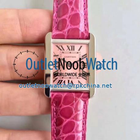 Replica Cartier Tank Solo Ladies W5200000 24MM x 31MM TW Stainless Steel  Pink Dial Swiss Quartz