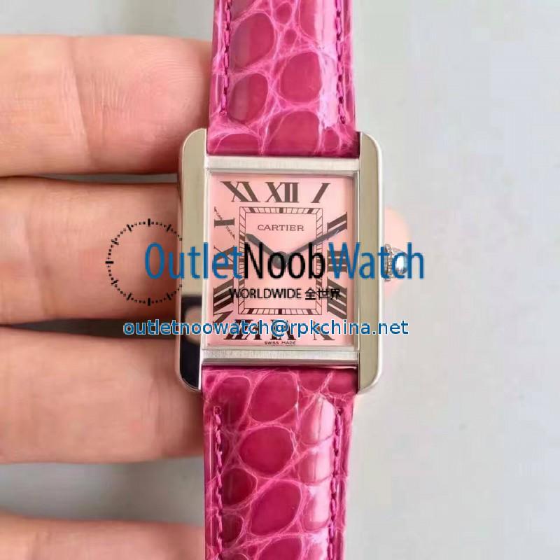 Replica Cartier Tank Solo Ladies W5200000 24MM x 31MM TW Stainless Steel  Pink Dial Swiss Quartz