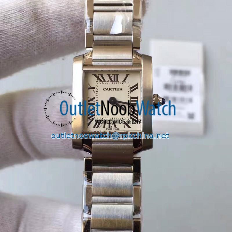 Replica Cartier Tank Francaise Ladies W51008Q25 20MM x 35MM TW Stainless Steel White Dial Swiss Quartz