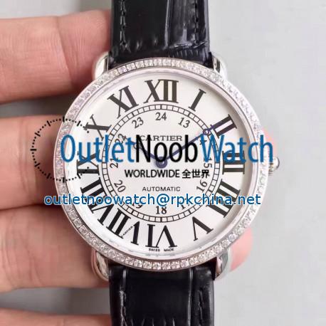 Replica Ronde Luis Cartier WR000551 36MM UT Stainless Steel & Diamonds White Dial Swiss 430MC