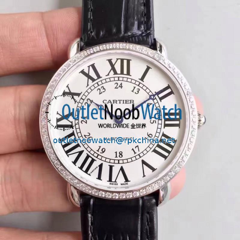 Replica Ronde Luis Cartier WR000551 36MM UT Stainless Steel & Diamonds White Dial Swiss 430MC