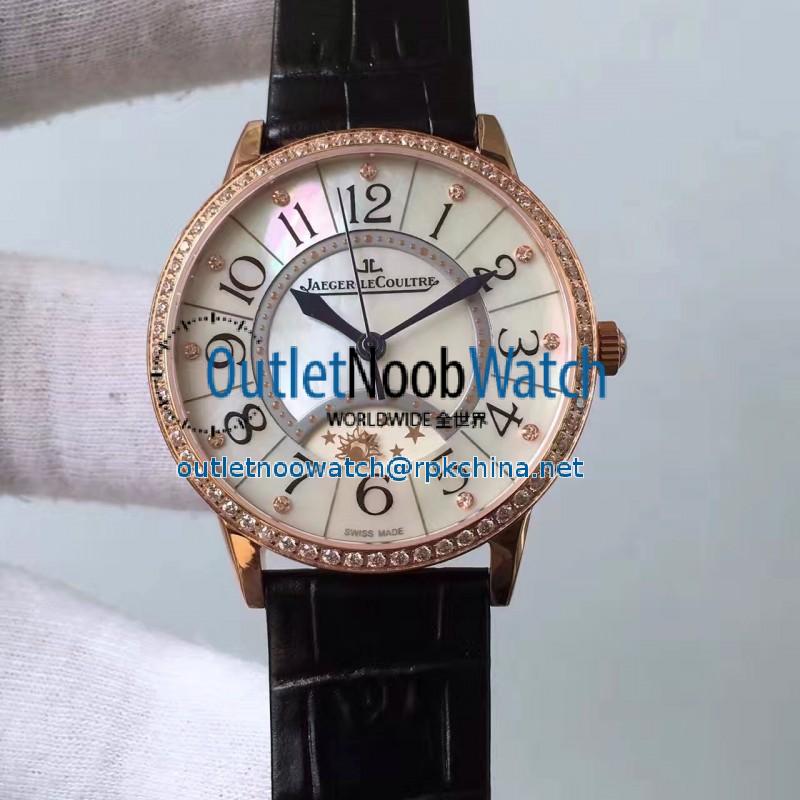 Replica Jaeger-LeCoultre Ladies Rendez-Vous Night & Day 3612420 34MM N Rose Gold & Diamonds Pearl Dial Swiss 898A/1