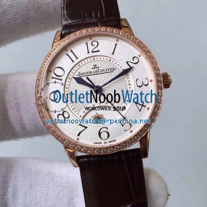 Replica Jaeger-LeCoultre Ladies Rendez-Vous Night & Day Large 3612420 38MM N Rose Gold & Diamonds White Dial Swiss 898D/1