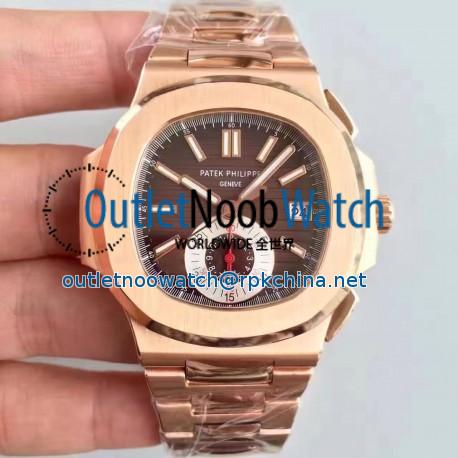 Replica Patek Philippe Nautilus Chronograph 5980R JF Rose Gold Brown Dial Swiss CH28-520C