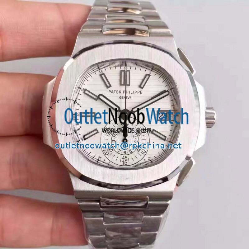 Replica Patek Philippe Nautilus Chronograph 5980 JF Stainless Steel White Dial Swiss CH28-520C