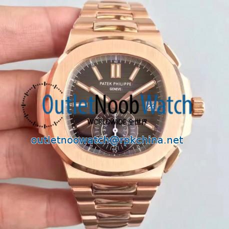 Replica Patek Philippe Nautilus Chronograph 5980R JF Rose Gold Black Dial Swiss CH28-520C