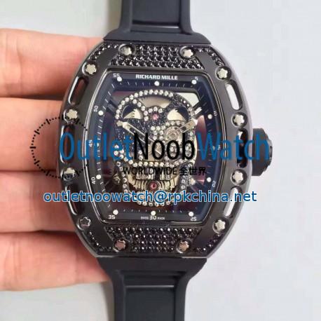 Replica Richard Mille RM052 SF PVD & Black Diamond Diamond Skull Dial M6T51