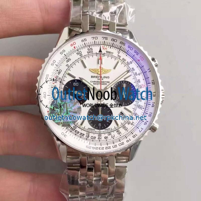 Replica Breitling Navitimer 01 AB012012/BB01/447A JF Stainless Steel White Dial Swiss 7750