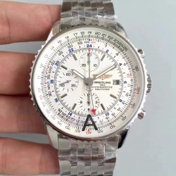 Replica Breitling Navitimer World A2432212/G571-443A JF Stainless Steel White Dial Swiss 7750