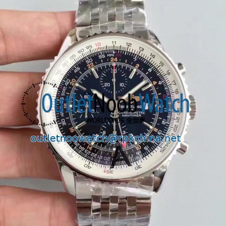 Replica Breitling Navitimer World A2432212/B726-443A JF Stainless Steel Black Dial Swiss 7750