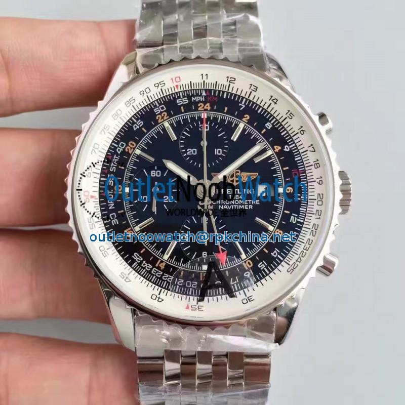 Replica Breitling Navitimer World A2432212/B726-443A JF Stainless Steel Black Dial Swiss 7750