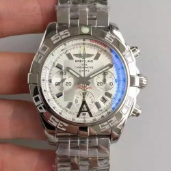 Replica Breitling Chronomat 44 AB011012|G684|375A JF Stainless Steel White Dial Swiss 7750