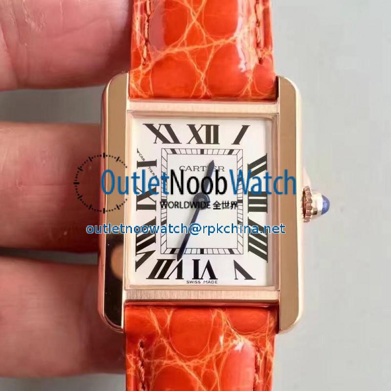 Replica Cartier Tank Solo Ladies W5200003 27MM x 34MM TW Rose Gold White Dial Swiss Quartz