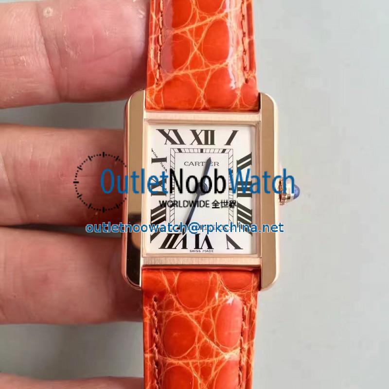 Replica Cartier Tank Solo Ladies W5200005 24MM x 31MM TW Rose Gold White Dial Swiss Quartz