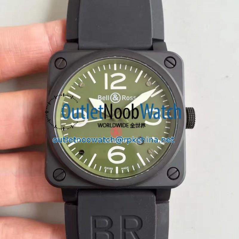 Replica Bell & Ross Aviation Military Type BR 03-92 ZF PVD Green Dial M9015