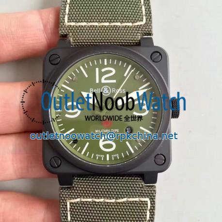 Replica Bell & Ross Aviation Military Type BR 03-92 ZF PVD Green Dial M9015