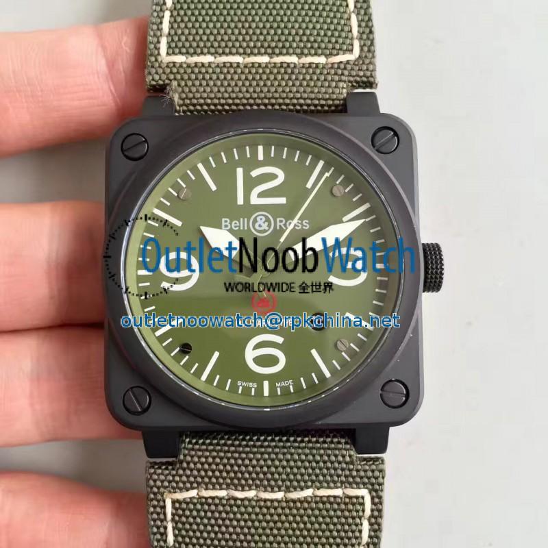 Replica Bell & Ross Aviation Military Type BR 03-92 ZF PVD Green Dial M9015