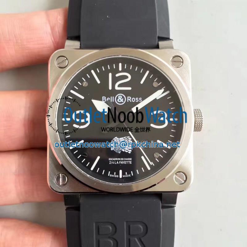 Replica Bell & Ross Aviation Military Type BR 03-92 Escadron De Chasse 2/4 La Fayette ZF Stainless Steel Black Dial M9015