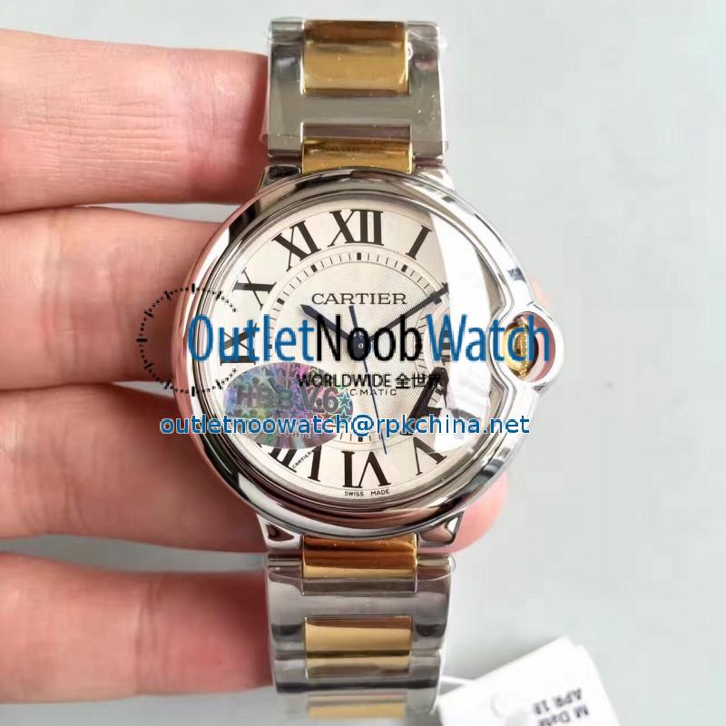 Replica Ballon Bleu De Cartier Ladies W6920047 36MM V6 Stainless Steel & Yellow Gold Silver Dial M9015