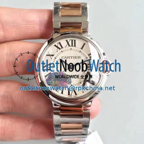 Replica Ballon Bleu De Cartier Ladies W6920033 36MM V6 Stainless Steel & Rose Gold Silver Dial M9015