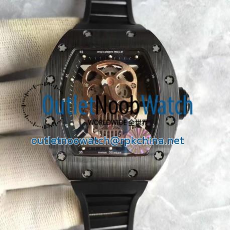 Replica Richard Mille RM052 KV Black Ceramic Gold Skull Dial M6T51