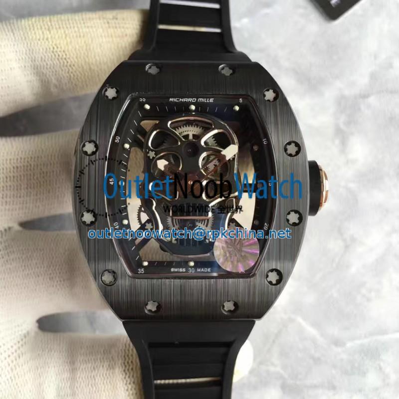 Replica Richard Mille RM052 KV Black Ceramic Black Skull Dial M6T51