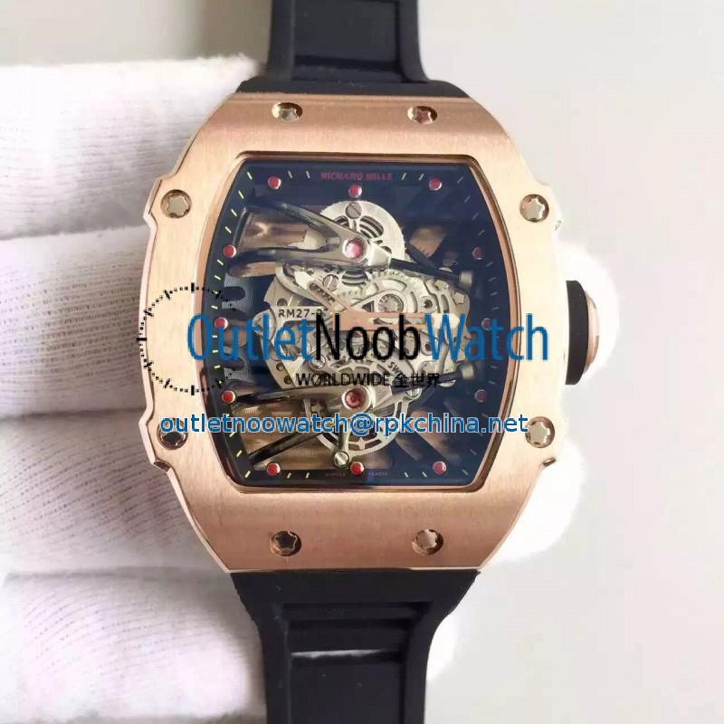 Replica Richard Mille RM27-02 Rose Gold Black & Skeleton Dial M9015