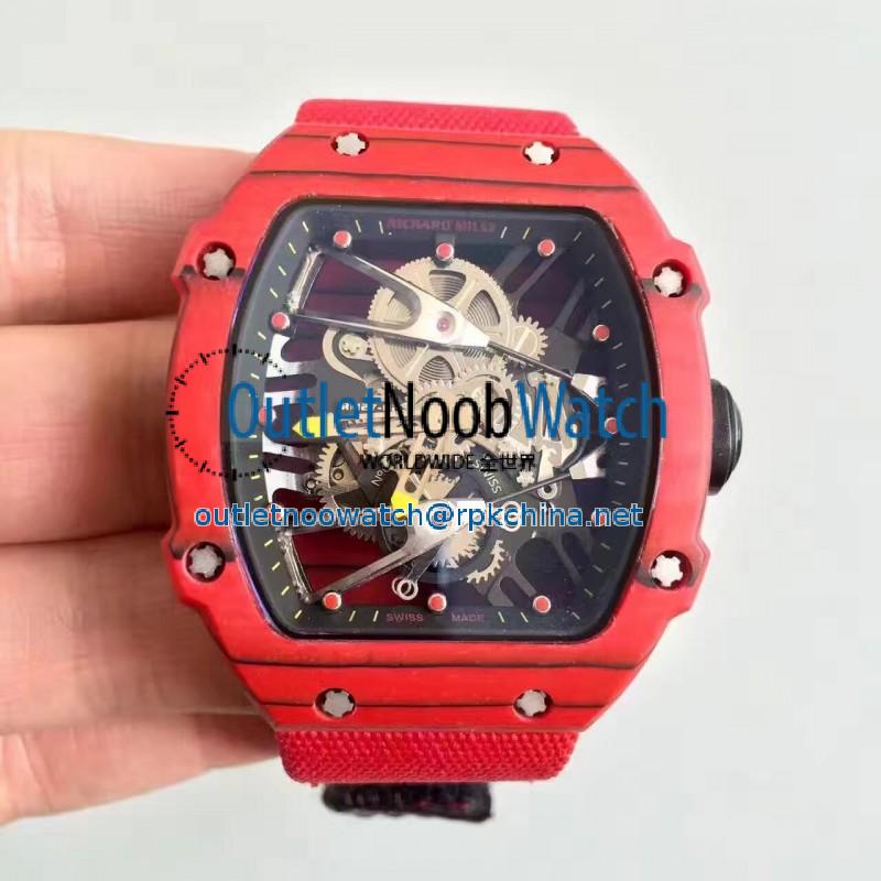 Replica Richard Mille RM27-02 KV Red Forged Carbon Black & Skeleton Dial M9015