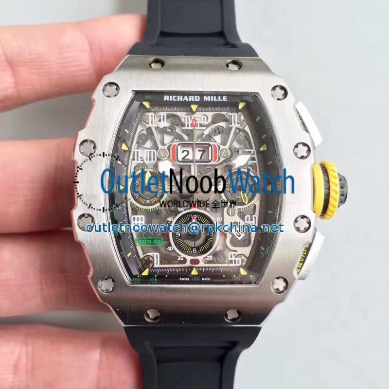 Replica Richard Mille RM011-03 KV V2 Stainless Steel Black Skeleton Dial Swiss 7750