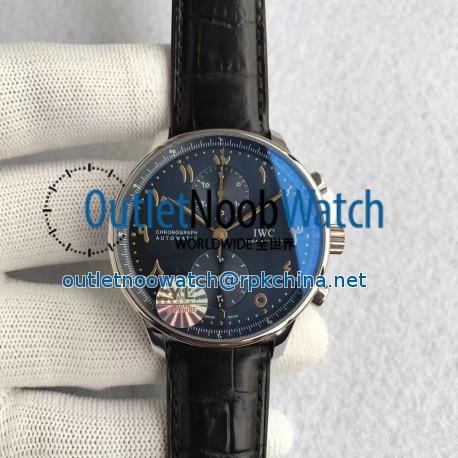 Replica IWC Portugieser Chronograph Dubai Edition IW371489 YL Stainless Steel Blue Arabic Dial Swiss 7750